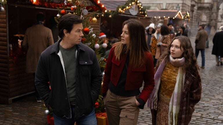 2025 holiday movies: Mark Wahlberg, Michelle Monaghan and Zoe Colletti in "The Family Plan 2," streaming November 21, 2025 on Apple TV.