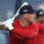 NEW YORK, NEW YORK - OCTOBER 01: Alex Bregman #2 of the Boston Red Sox takes batting practice prior to game two of the American League Wild Card Series against the New York Yankees at Yankee Stadium on October 01, 2025 in the Bronx borough of New York City.