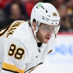 Boston Bruins right wing David Pastrnak (88) in action during the first period of an NHL hockey game against the Washington Capitals, Wednesday, October 8, 2025, in Washington.