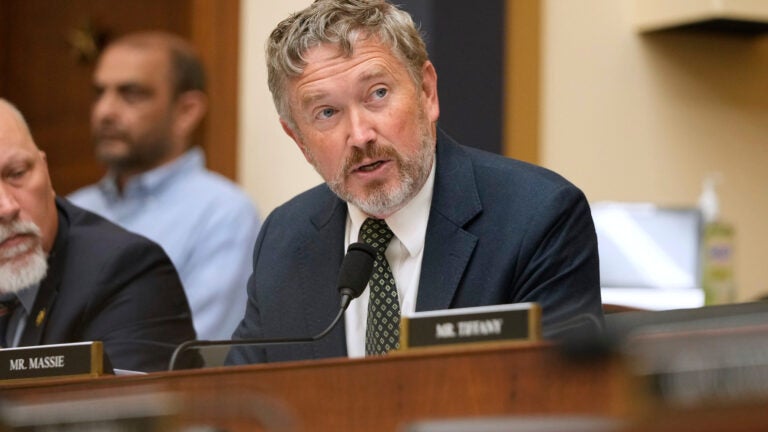 Rep. Thomas Massie, R-Ky., speaks as FBI Director Kash Patel appears before the House Judiciary Committee, on Capitol Hill in Washington.
