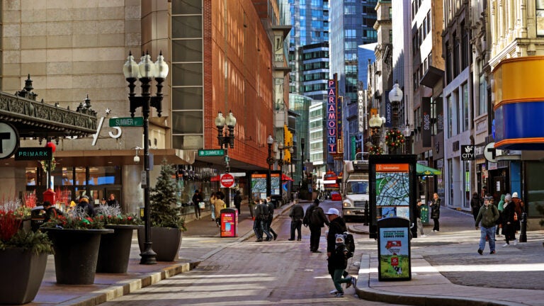 Officers arrested two teens who allegedly assaulted a man Thursday in a Macy's store at Downtown Crossing.