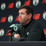 Boston Celtics Brad Stevens gave an end of the season press conference at the Auerbach Center on Monday, May 19, 2025.